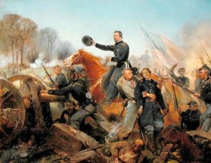 Battle of the Wilderness, Attack at Spotsylvania Courthouse, Virginia, 1865; Painting by Alonzo Chappel (Source: 1stArtGallery.com)